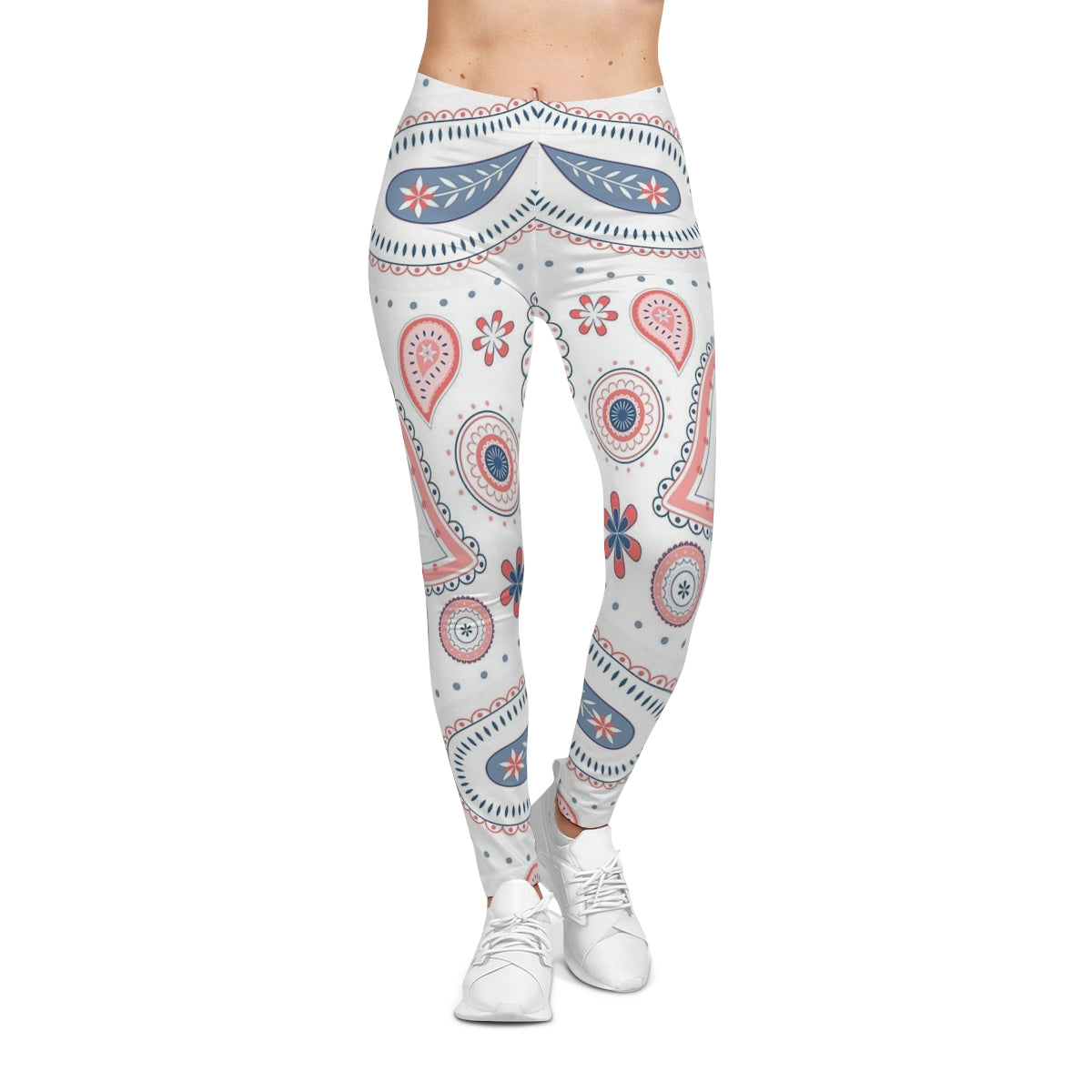 White Desing Floral Leggings