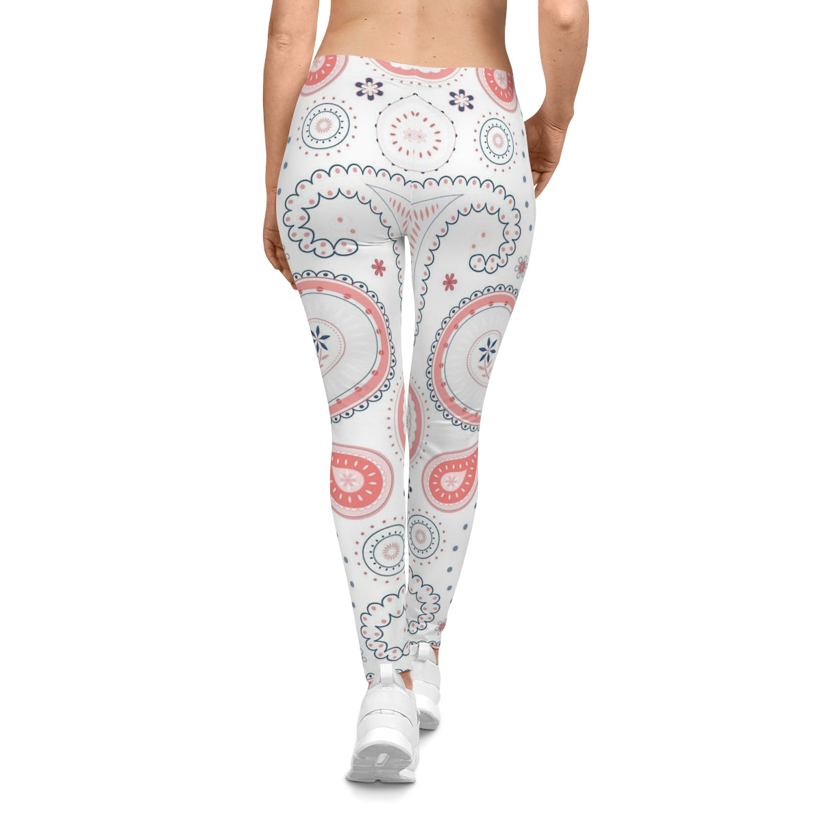 White Desing Floral Leggings